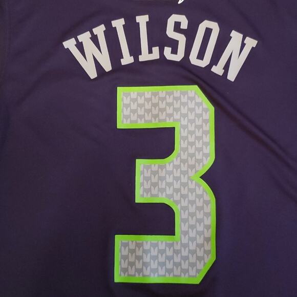 SEAHAWKS Seattle Football T-Shirt Russell Wilson Boys 10/12 NFL Team Tee Navy - Picture 4 of 7